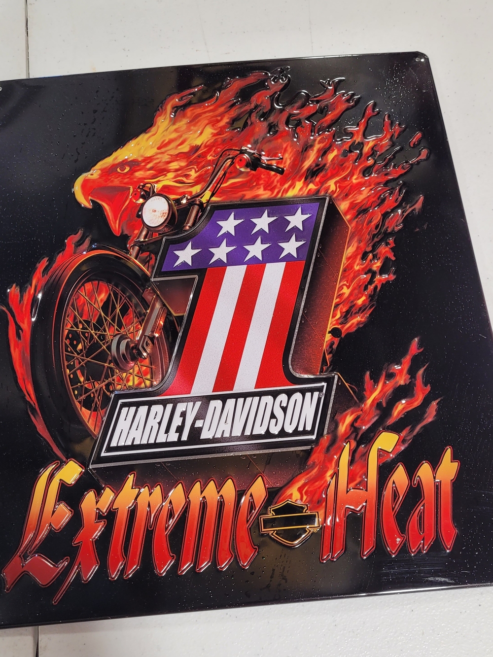 Harley-Davidson Extreme Heat Flaming Motorcycle Sign - Black/Red